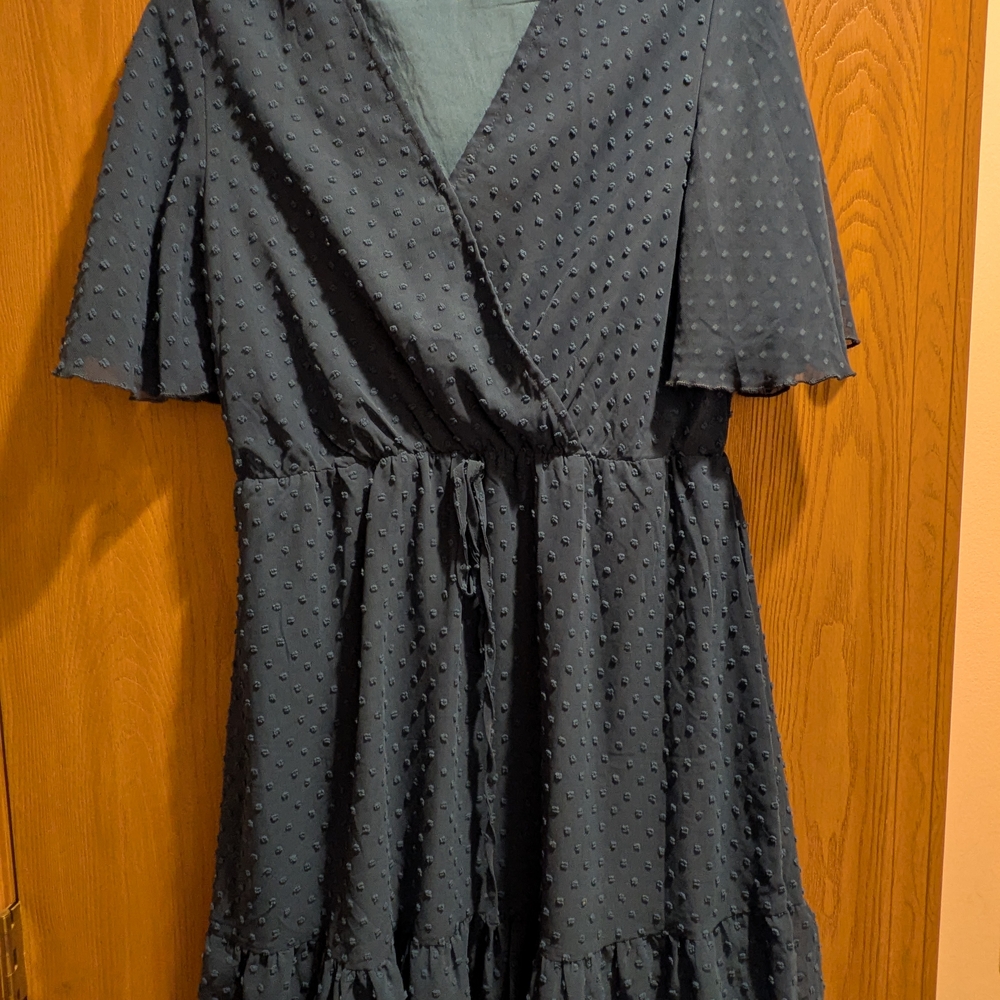 Dark Teal Blue Wrap Dress